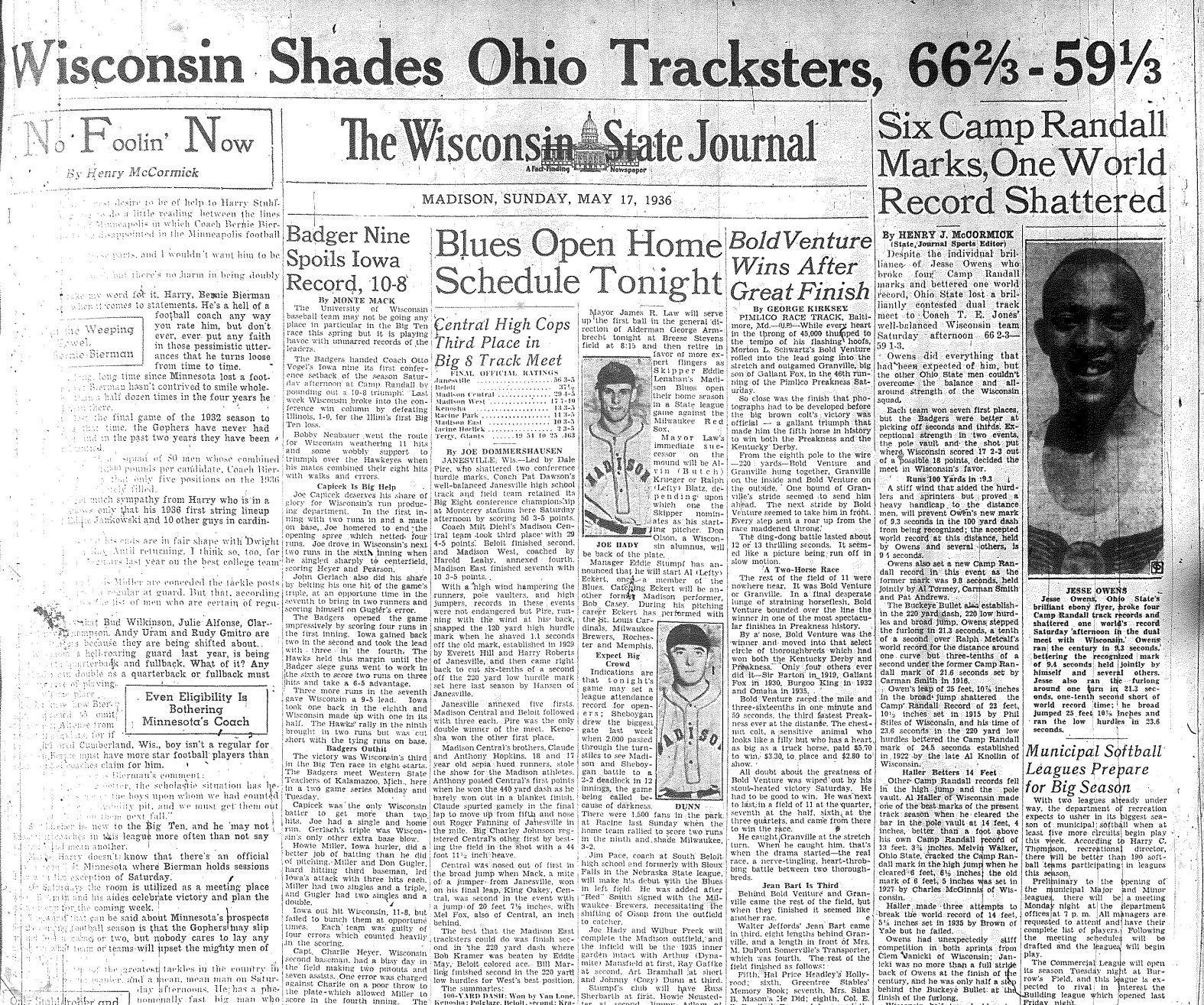 Jesse Owens preps for 1936 Olympics